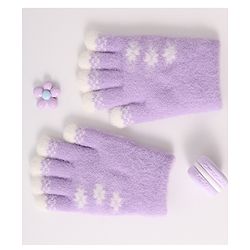 Babyhug Woollen Gloves with Floral Design - Lavender
