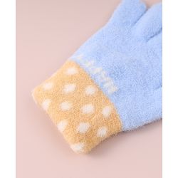 Babyhug Woollen Gloves with Bunny & Polka Dots Design -  Blue