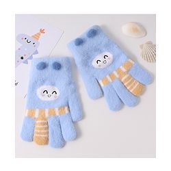 Babyhug Woollen Designed Gloves - Light Blue