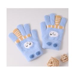 Babyhug Woollen Designed Gloves - Light Blue