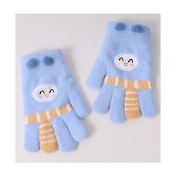 Babyhug Woollen Designed Gloves - Light Blue