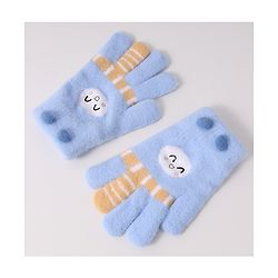 Babyhug Woollen Designed Gloves - Light Blue