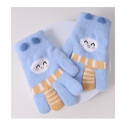 Babyhug Woollen Designed Gloves - Light Blue