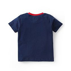 Babyhug Cotton Knit Half Sleeves Night Suit With Dino Print - Navy & White