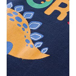 Babyhug Cotton Knit Half Sleeves Night Suit With Dino Print - Navy & White