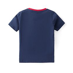 Babyhug Cotton Knit Half Sleeves Night Suit With Dino Print - Navy & White