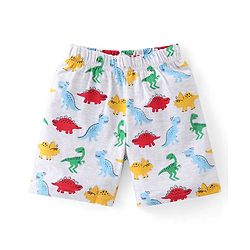 Babyhug Cotton Knit Half Sleeves Night Suit With Dino Print - Navy & White