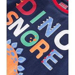 Babyhug Cotton Knit Half Sleeves Night Suit With Dino Print - Navy & White