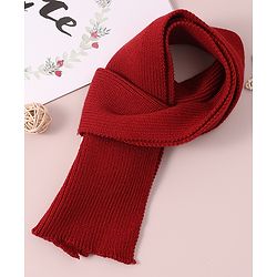 Babyhug Woollen Cap & Muffler Set with Bear Applique - Maroon