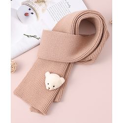 Babyhug Woollen Cap & Muffler Set with Bear Applique - Maroon