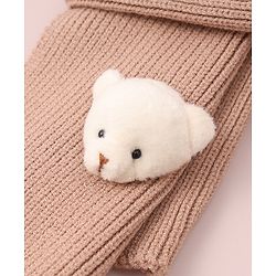 Babyhug Woollen Cap & Muffler Set with Bear Applique - Maroon