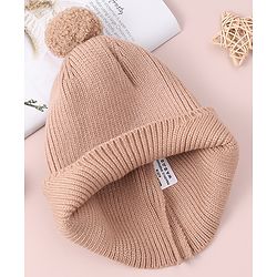 Babyhug Woollen Cap & Muffler Set with Bear Applique - Maroon