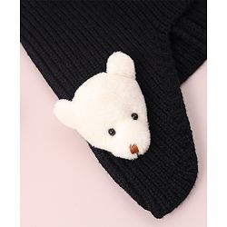 Babyhug Woollen Cap & Muffler Set with Bear Applique - Maroon