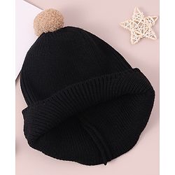 Babyhug Woollen Cap & Muffler Set with Bear Applique - Maroon