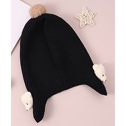 Babyhug Woollen Cap & Muffler Set with Bear Applique - Maroon