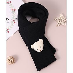 Babyhug Woollen Cap & Muffler Set with Bear Applique - Maroon