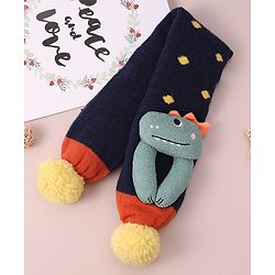 Babyhug Woolen Cap & Muffler Set with Pom Pom - Dark Blue