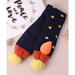 Babyhug Woolen Cap & Muffler Set with Pom Pom - Dark Blue