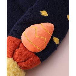 Babyhug Woolen Cap & Muffler Set with Pom Pom - Dark Blue