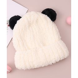 Babyhug Woolen Cap with Applique - White