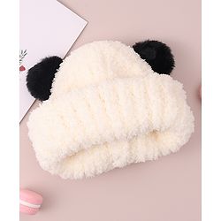 Babyhug Woolen Cap with Applique - White