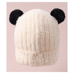 Babyhug Woolen Cap with Applique - White