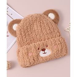 Babyhug Woolen Cap with Applique - White
