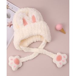 Babyhug Woolen Cap with Knot - White