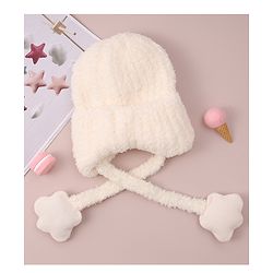Babyhug Woolen Cap with Knot - White