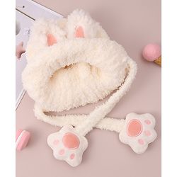 Babyhug Woolen Cap with Knot - White