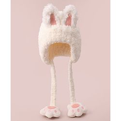 Babyhug Woolen Cap with Knot - White