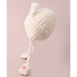 Babyhug Woolen Cap with Knot - White