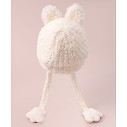 Babyhug Woolen Cap with Knot - White