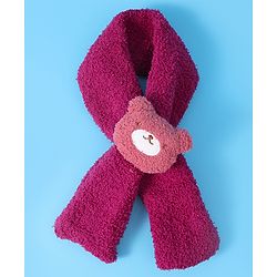 Babyhug Woolen Cap & Muffler Set with Teddy Bear Applique - Fuchsia