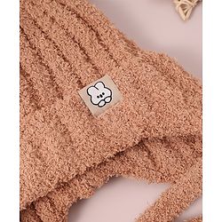 Babyhug Woollen Cap & Sets with Knot & Applique - Brown