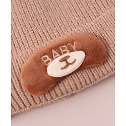 Babyhug Woollen Cap with Knot & Applique - Beige