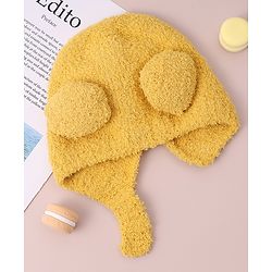 Babyhug Woollen Cap with Applique - Yellow