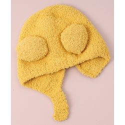 Babyhug Woollen Cap with Applique - Yellow