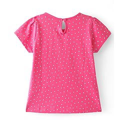Babyhug Cotton Knit Half Sleeves Tops with Polka Dots & Floral Print Pack of 3 - Pink Blue & Yellow