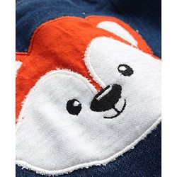 Babyhug Denim Full Length  Stretchable Joggers With Fox Print - Blue
