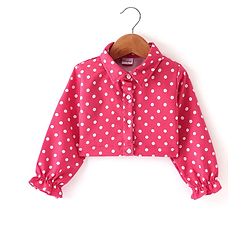Babyhug Woven Sleeveless Frock Bow Applique with Polka Dot Shrug - Navy Blue & Pink