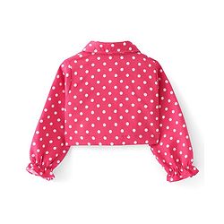 Babyhug Woven Sleeveless Frock Bow Applique with Polka Dot Shrug - Navy Blue & Pink