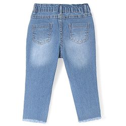 Babyhug  Full Length Denim Jeans with Floral Print - Blue