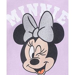 Babyhug Disney Cotton Knit Half Sleeves T-Shirt & Shorts Set with Front and Back Minnie Mouse Graphics - Purple & Green