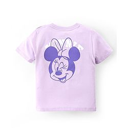 Babyhug Disney Cotton Knit Half Sleeves T-Shirt & Shorts Set with Front and Back Minnie Mouse Graphics - Purple & Green