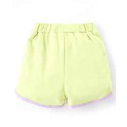 Babyhug Disney Cotton Knit Half Sleeves T-Shirt & Shorts Set with Front and Back Minnie Mouse Graphics - Purple & Green
