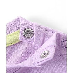 Babyhug Disney Cotton Knit Half Sleeves T-Shirt & Shorts Set with Front and Back Minnie Mouse Graphics - Purple & Green