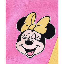 Babyhug Disney Cotton Knit Flutter Sleeves Top & Shorts Set With Minnie Mouse Graphics - Multicolor