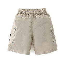 Babyhug Cotton Knit Half Sleeves Striped Henley T-Shirt & Woven Shorts Set - Blue & Beige