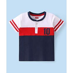Babyhug Cotton Knit Half Sleeves Number Printed T-Shirt & Denim Shorts Set - Multicolor